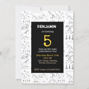 Invitations d'Anniversaires de enfants Motifs Dino