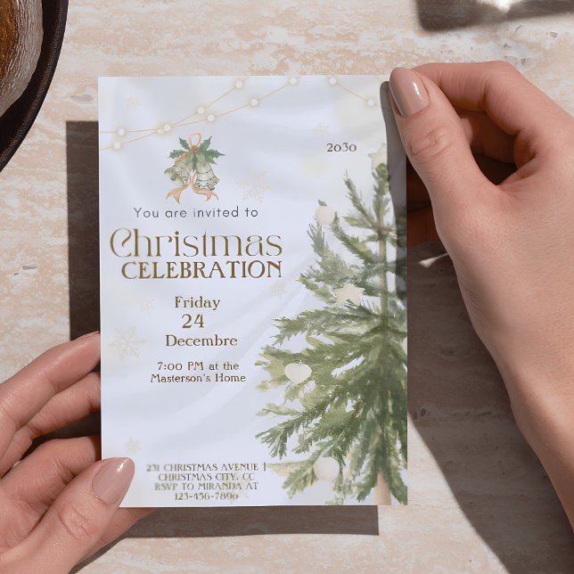 Invitations d'arbre de Noël rustique | Élégant et  (Créateur téléchargé)