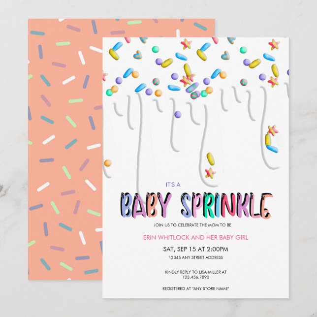 Invitations d'arrosage de bébé (Devant / Derrière)