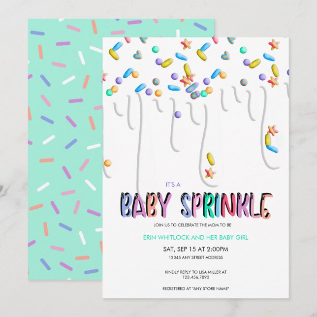 Invitations d'arrosage de bébé (Devant / Derrière)