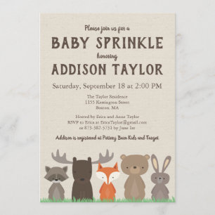 Invitations d'arrosage pour bébé de Woodland