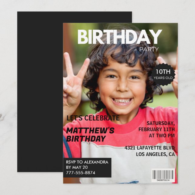 Invitations de 10e anniversaire pour lui Magazine  (Devant / Derrière)