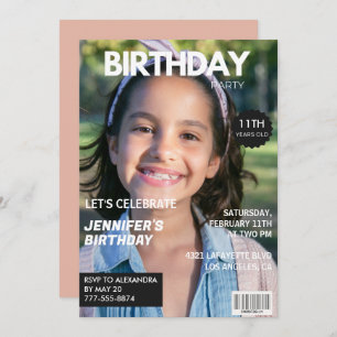 Invitations de 11e anniversaire Girl Magazine Couv