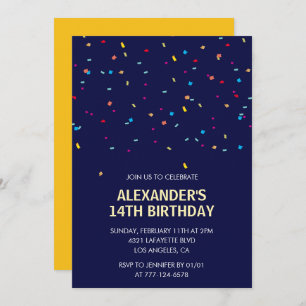 Invitations de 14e anniversaire Boy Confetti Moder