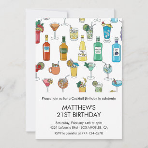 Invitations de 21e anniversaire Cocktail Contempor