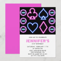 Invitations de 21e anniversaire Thème Casino Poker