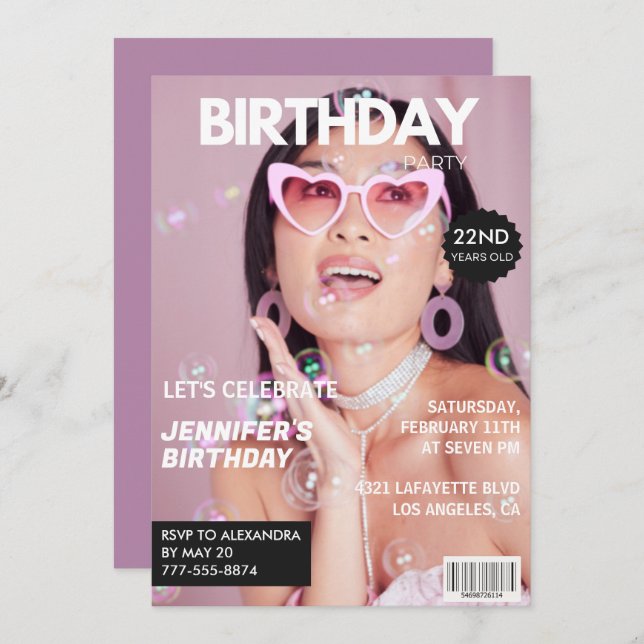 Invitations de 22e anniversaire pour son magazine  (Devant / Derrière)