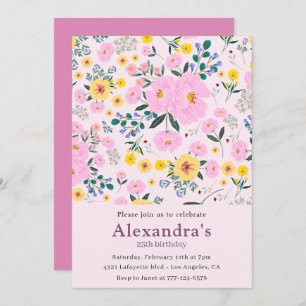 Invitations de 25e anniversaire Boho Floral Chic
