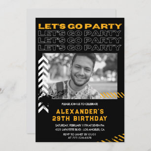 Invitations de 29e anniversaire Hommes Photo Spray