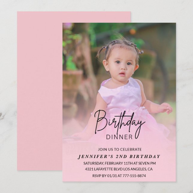 Invitations de 2e anniversaire Anniversaire Dîner  (Devant / Derrière)