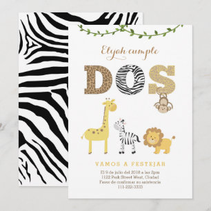 invitations de 2e anniversaire en espagnol, Safari