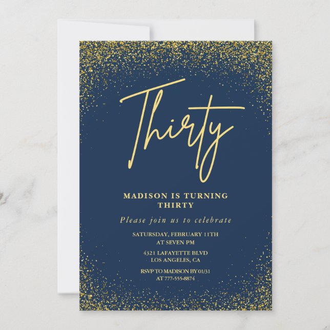 Invitations de 30e anniversaire Parties scintillan (Devant)