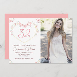 Invitations de 32e anniversaire Boho Floral Photo