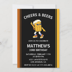 Invitations de 33e anniversaire Cheers and Beers F