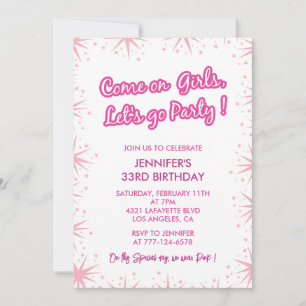 Invitations de 33e anniversaire Elegant Pink Stars