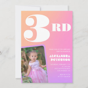 Invitations de 3e anniversaire Pink Orange Girl Ph