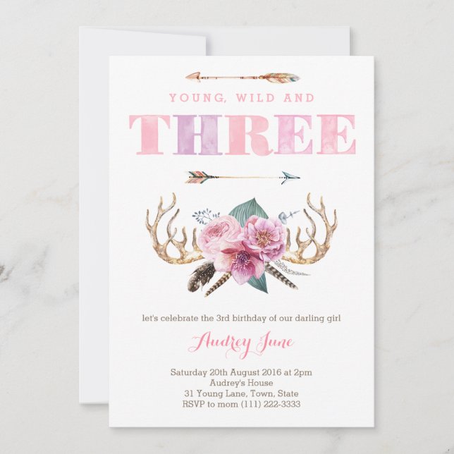Invitations de 3ème anniversaire, fête d'anniversa (Devant)