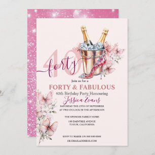 Invitations de 40e anniversaire Rose Gold Elegant 