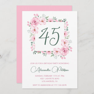 Invitations de 45e anniversaire Floral Elegant Pin