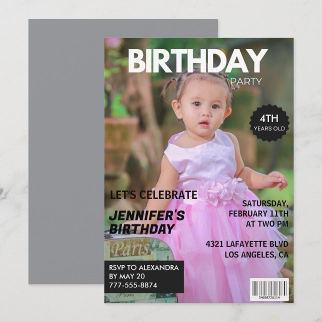 Invitations de 4e anniversaire pour sa couverture  (Devant / Derrière)