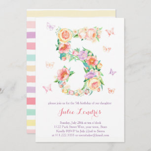 Invitations de 5e anniversaire pour une fille avec