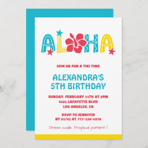 Invitations de 5e anniversaire Tropical Aloha Hawa