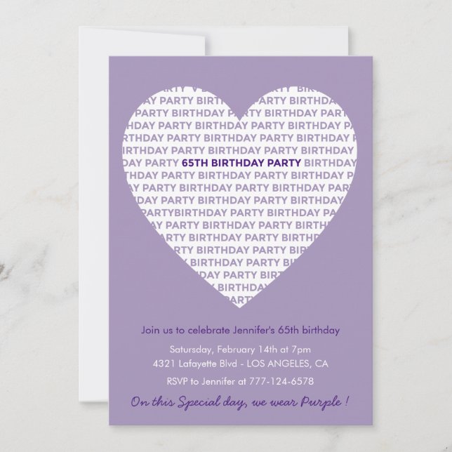 Invitations de 65e anniversaire Heart Modern (Devant)
