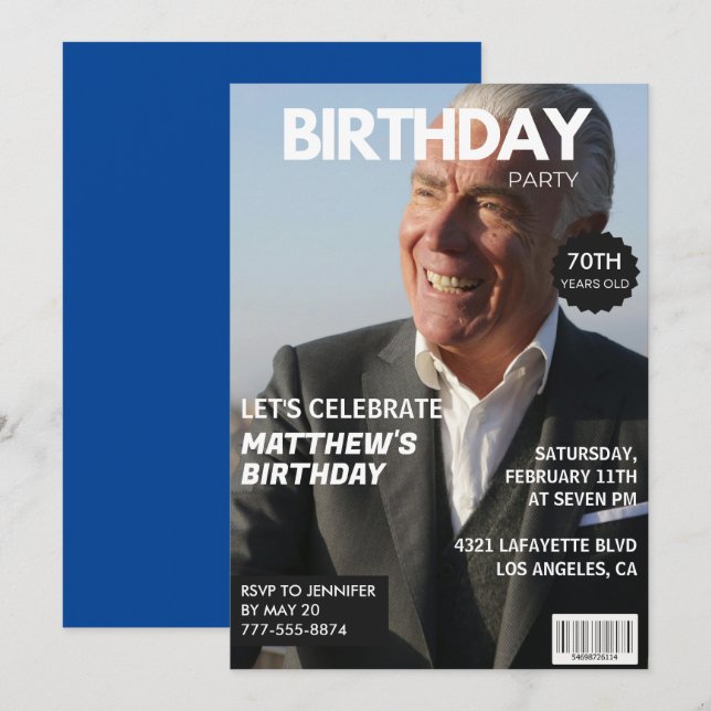 Invitations de 70e anniversaire Men Him Magazine C (Devant / Derrière)