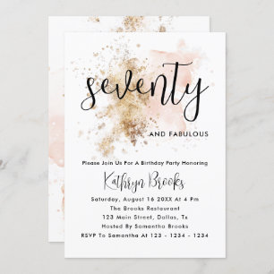 Invitations de 70e anniversaire rose et or