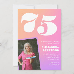 Invitations de 75e anniversaire rose pour sa Retro