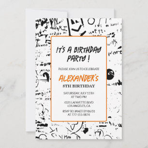 Invitations de 8e anniversaire Boy Graffiti Party 