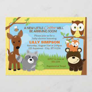Invitations de baby shower d'amis de forêt de