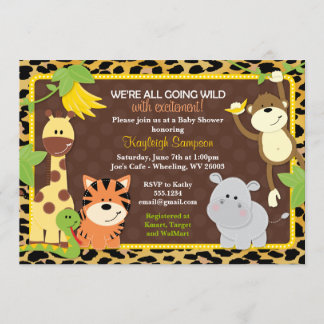 Invitations de baby shower d'amis de jungle de