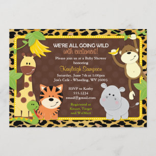 Invitations de baby shower d'amis de jungle de