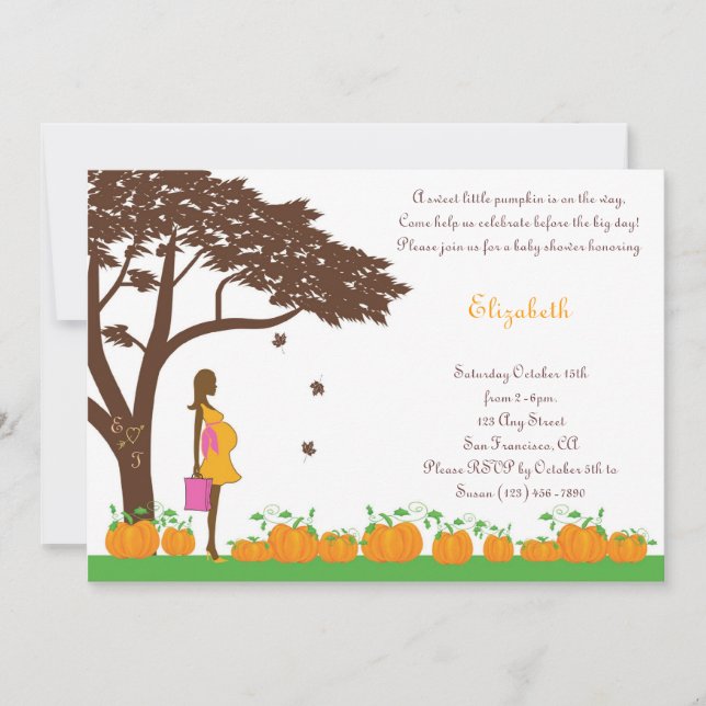 Invitations de baby shower de fille d'automne (Devant)