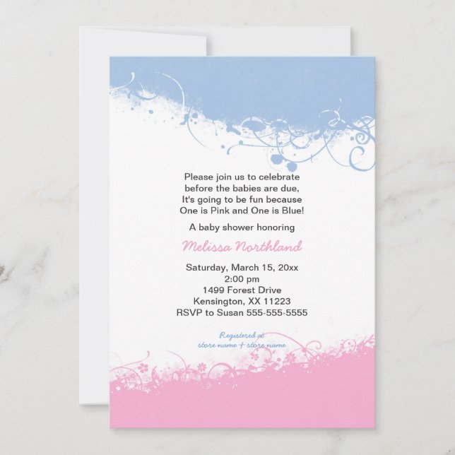 Invitations de baby shower de jumeaux de garçon et (Devant)
