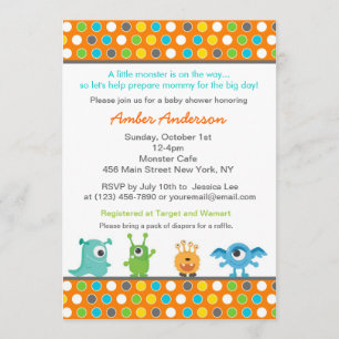 Invitations de baby shower de monstre