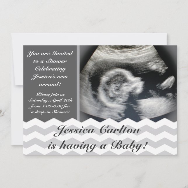 Invitations de baby shower de motif de Chevron (Devant)
