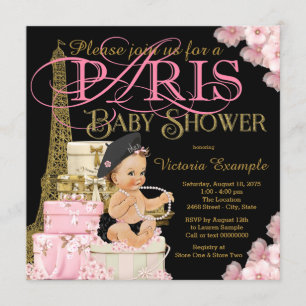 Invitations de baby shower de Paris de filles