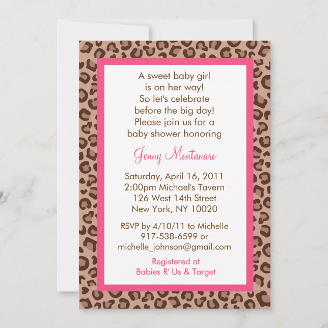 Invitations de baby shower de poster de animal de (Devant)