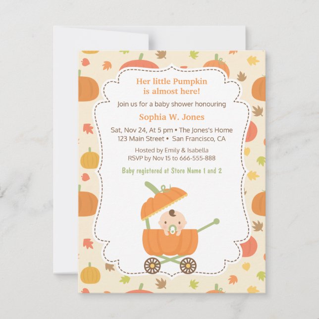 Invitations de baby shower de poussette de chariot (Devant)