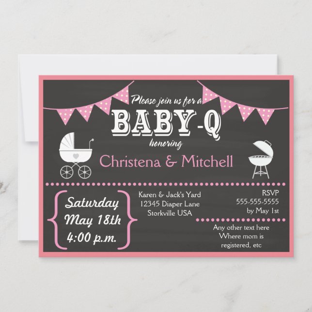 Invitations de baby shower de tableau de Bébé-q (Devant)