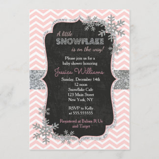 Invitations de baby shower d'hiver de flocon de