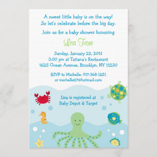 Invitations de baby shower d'océan de créature de