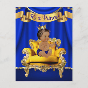 Invitations de baby shower d'or de prince bleu