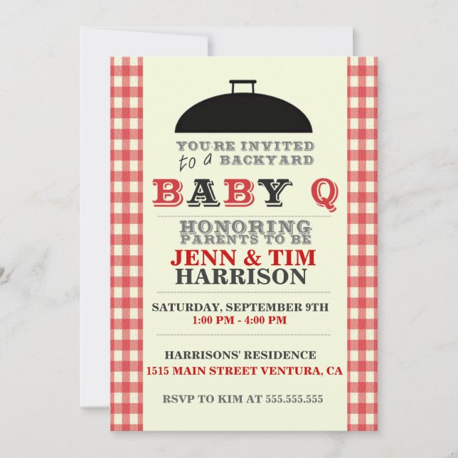 Invitations de baby shower du bébé Q (Devant)