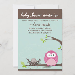INVITATIONS DE BABY SHOWER : : hibou + nid 3P