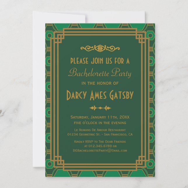 Invitations de Bachelorette Art Déco (Devant)
