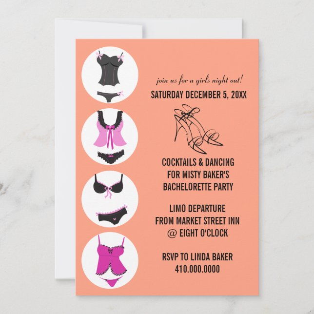 Invitations de Bachelorette Party (Devant)