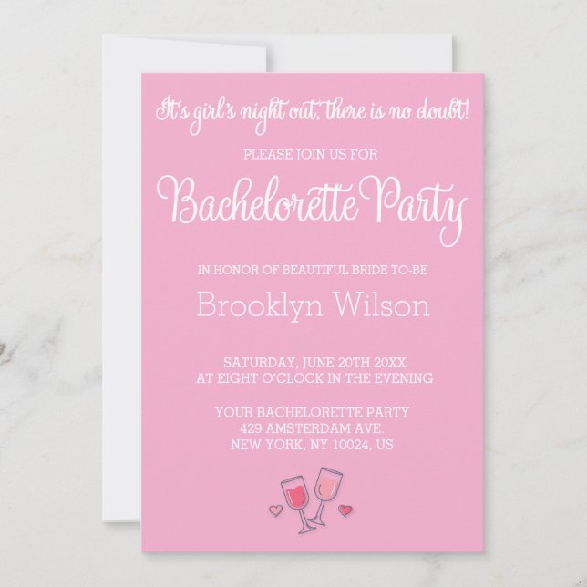 Invitations de Bachelorette Rose Cute (Devant)
